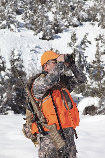 Good optics are critical for scanning the mountainous area, where an elk has abundant opportunity to hide.